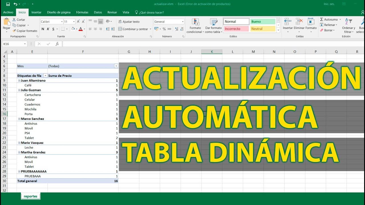 Como hacer una tabla dinamica excel