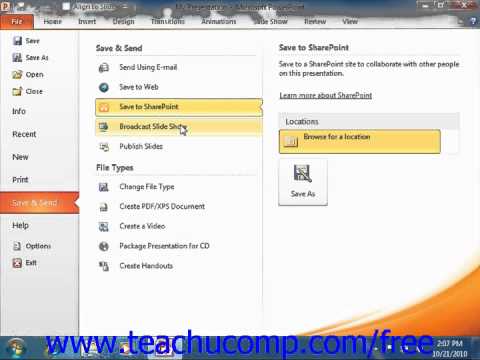 PowerPoint 2010 Tutorial Using the Save & Send Features ...