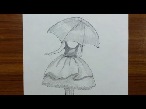 How To Draw A Girl With Umbrella //Pencil sketch step by step - YouTube