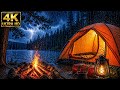 Rainy Camping Night ⛺ Fireplace &amp; Rain Sounds for Deep Sleep, Relaxation &amp; Stress Relief (2 Hours)