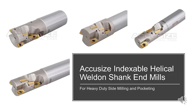 Accusize Helical Indexable End Mills, Milling Cutters, with Weldon Shanks, for Heavy Duty Cutting
