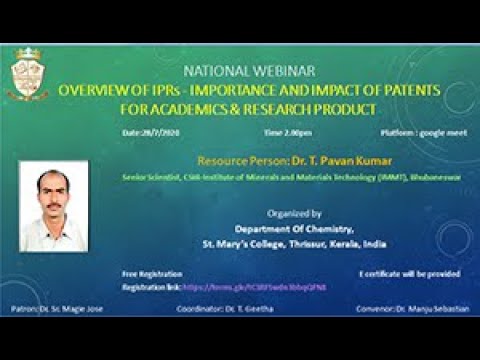 National Webinar by Dr. T. Pavan Kumar | Department of Chemistry - YouTube