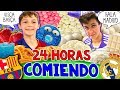 Reto 24 HORAS comiendo BARÇA vs REAL MADRID * Comida de los COLORES de TU EQUIPO favorito