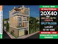 20x40 feet split level house plan with double height Drawing hall Luxury Style House Plan