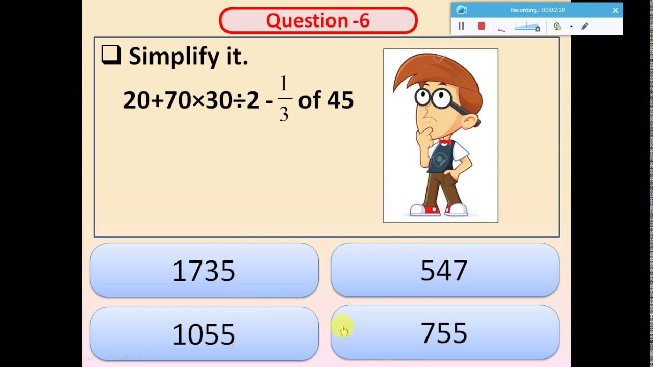 Math Quiz For Class 5 Youtube
