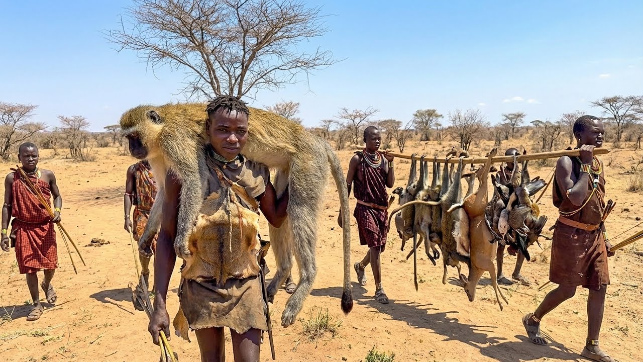Inside Hadzabe Tribe: Ancient Baboon Hunting and Traditional Survival Life in the African Wilderness