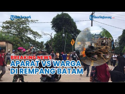 🔵Warga Ricuh &amp; Adang Aparat Pasang Patok di Rempang Batam, Sampai Ditembakkan Gas Air Mata