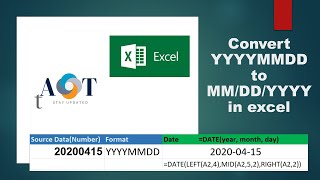 Convert yyyymmdd to mm/dd/yyyy in excel |  Convert number to date in excel using formula