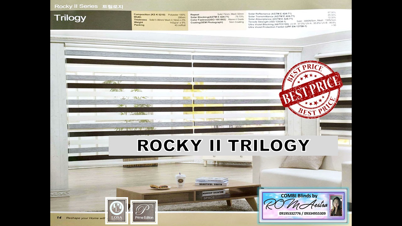 Rocky II Series TRILOGY COMBI Blinds by ROMAestro 100% Made of Korean Fabric CASH ON DELIVERY