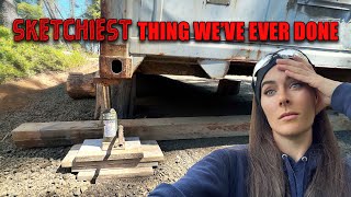 THIS WAS SO SCARY! Shipping Container Delivery & Leveling #build #container #construction #diy