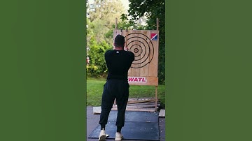 I’ll hit those two bullseyes sooner or later #axethrowing #throwingaxe #trickshots #bullseye