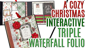 Trifold Folio Mini Album using Cozy Christmas Collection, Christmas Photo Album w/ Triple Waterfall