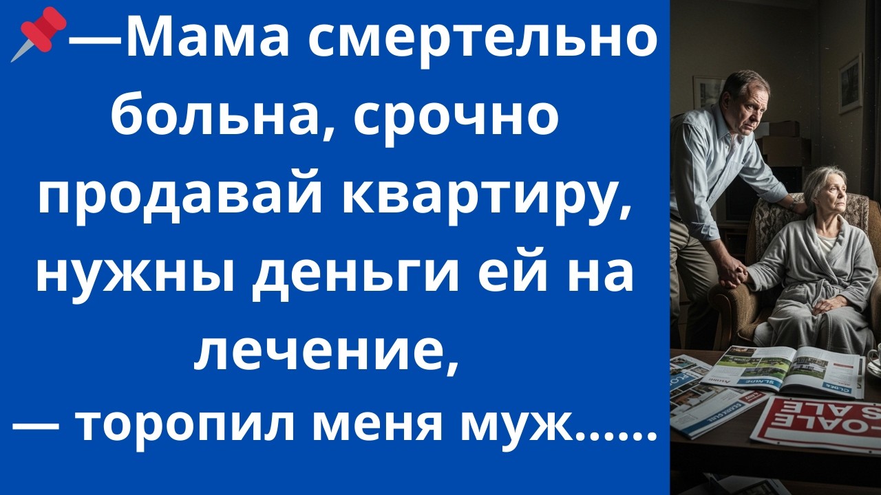 Мама смертельно больна, срочно продавай квартиру, нужны деньги ей на лечение, — торопил меня муж