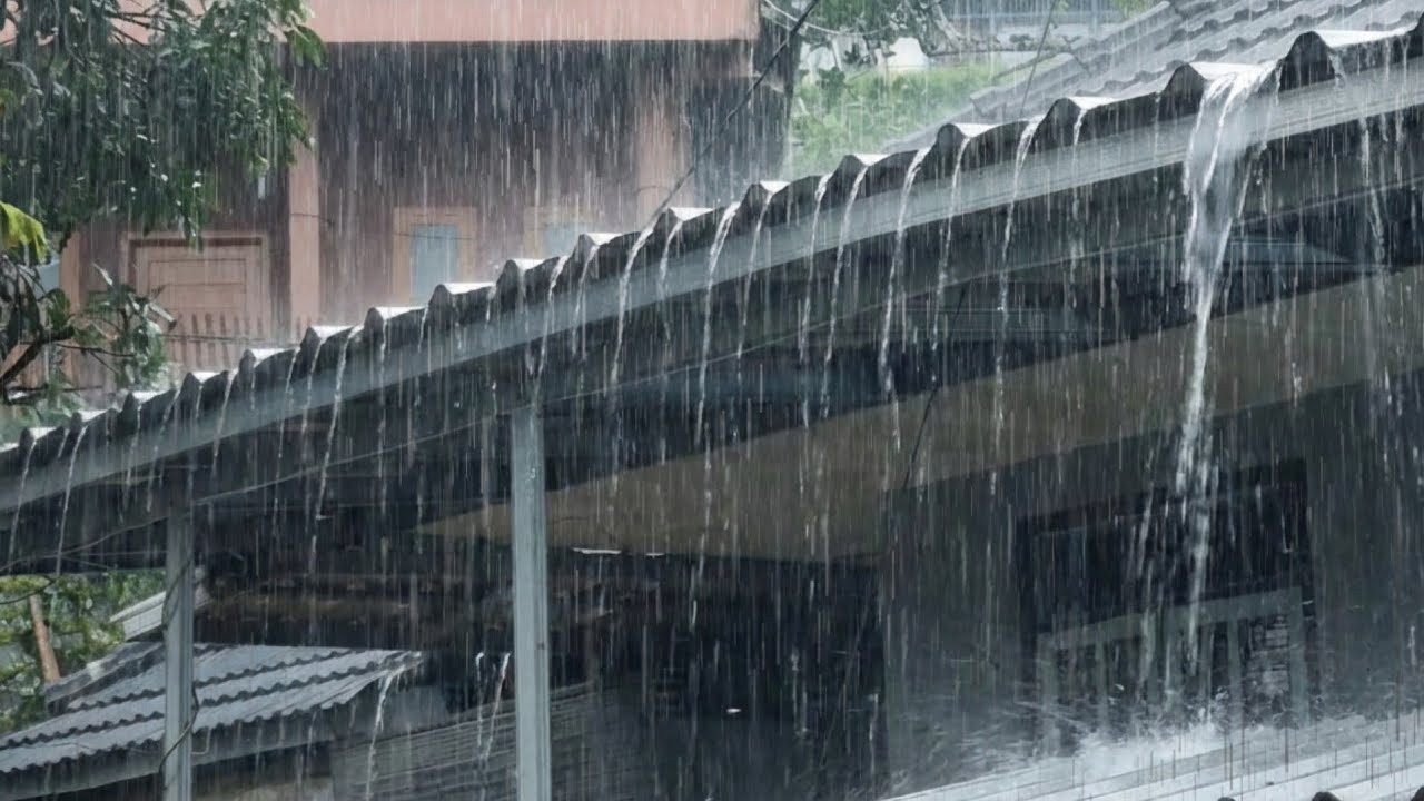 Реалистичный муссонный дождь на жестяной крыше | Снятие стресса и улучшение сна