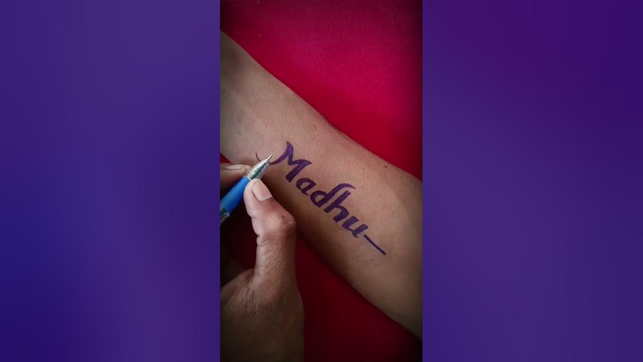 Madhu name tattoo design at home #tattoo #shorts #shortvideo - YouTube