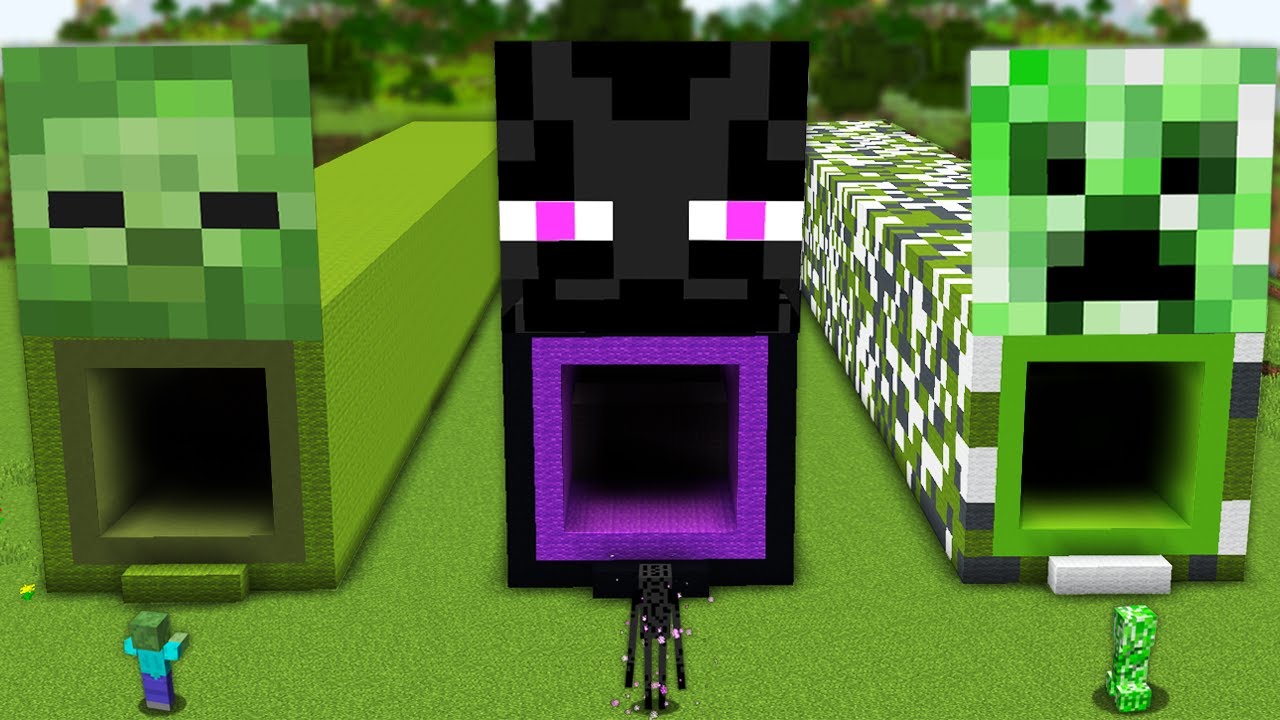 Minecraft ZOMBIE ENDERMAN CREEPER SECRET LONG TUNNELS How to Play - YouTube