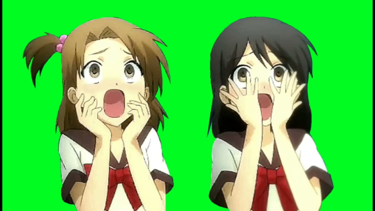 Anime Green Screen: surprised pikachu face girls - YouTube