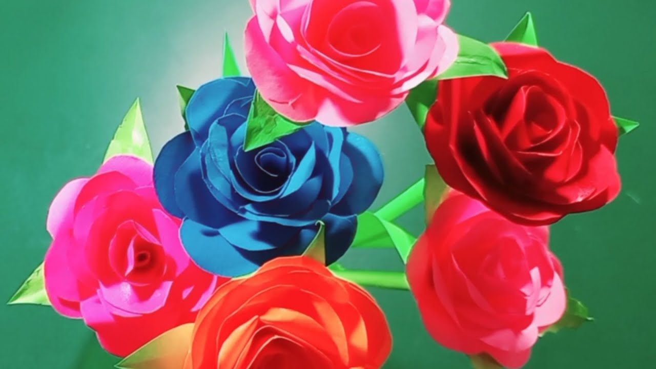 beautiful paper Rose,paper flowers, creative ideas, easy crafts - YouTube
