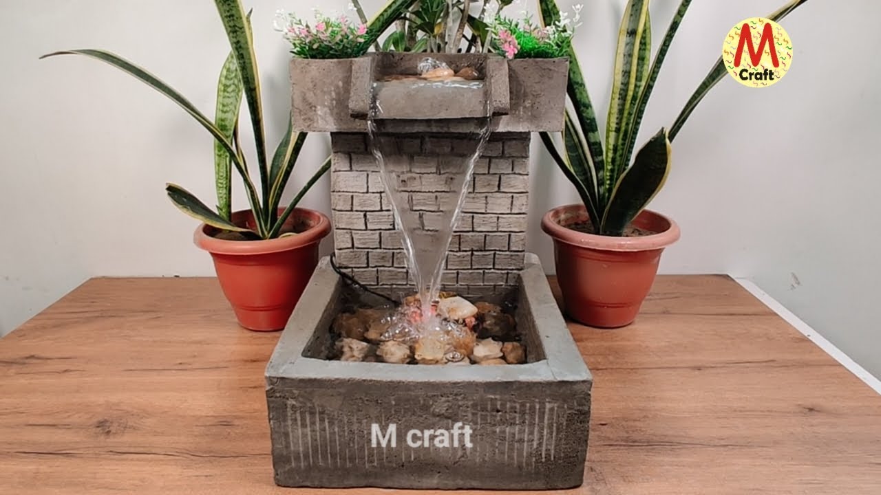 “Amazing DIY Cement Fountain – Mini Waterfall That Feels Real!”