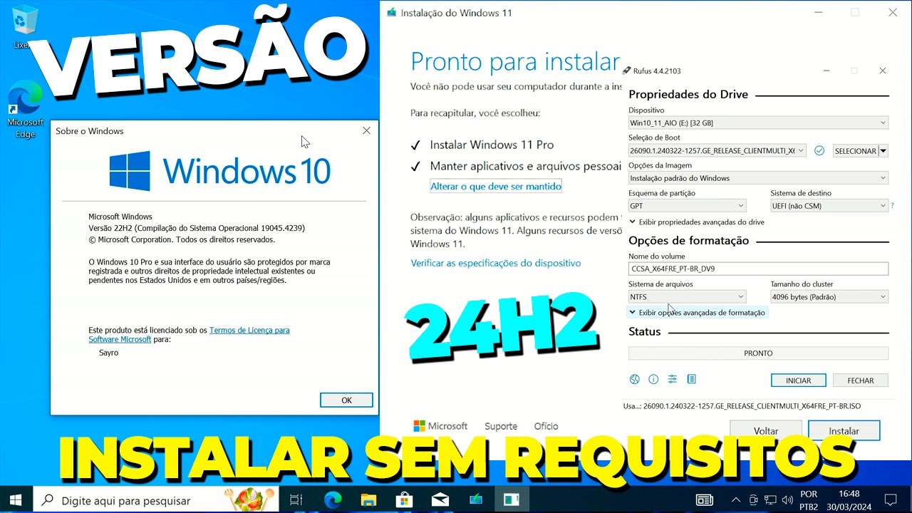 Como INSTALAR Windows 11 24H2 RTM em QUALQUER COMPUTADOR SEM