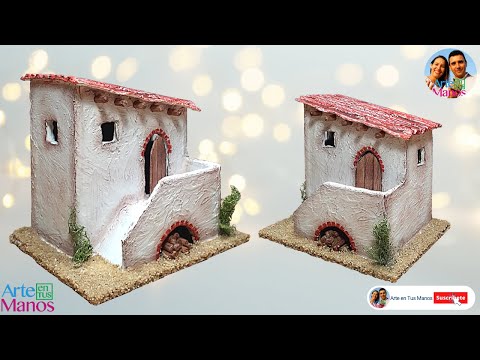 ?Cómo Hacer CASAS FÁCILES en Cartón Para PESEBRES, BELENES, Tutorial A1 con Arte en Tus Manos