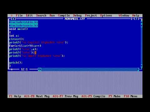 Turbo C++ Alphabet Program |Learn Turbo C plus plus