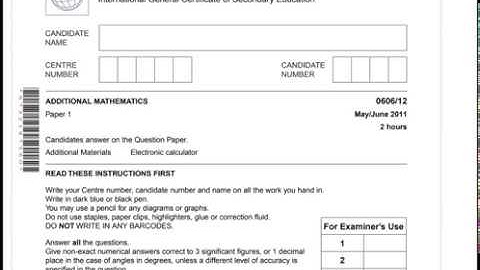Add Math 2011 S 12   Question 1 | Quadratics | 4037 | 0606 | May June | Summer | Paper 12