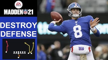 Beat Man and Zone In Madden 21: Singleback Y Trips- PA Draw Shot- New York Giants Playbook