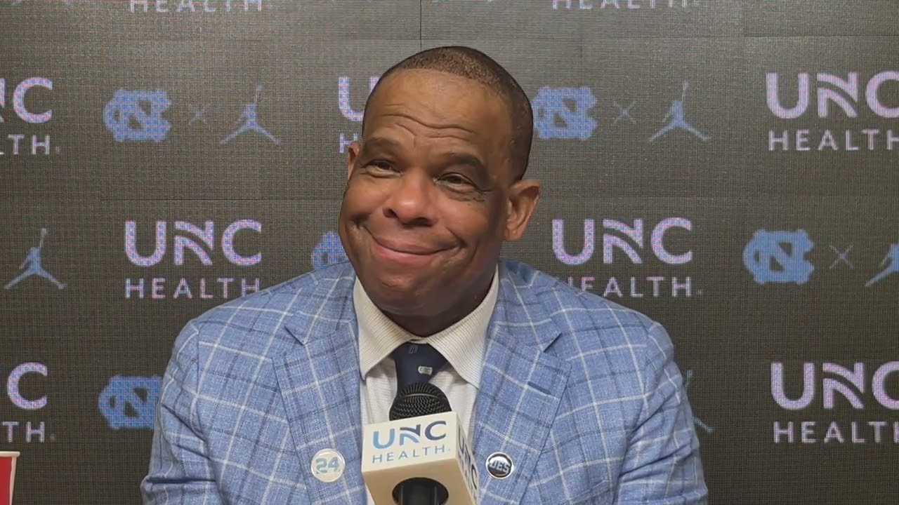 #UNC coach Hubert Davis after an emotional senior-night victory over Clemson