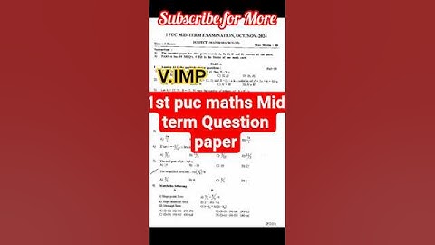 1st puc maths Mid term Question paper 2025 #maths #question