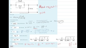 Intro. to Frequency Selective Circuits | For this bandreject filter: a)  Calculate ω0 b)  Calcula...
