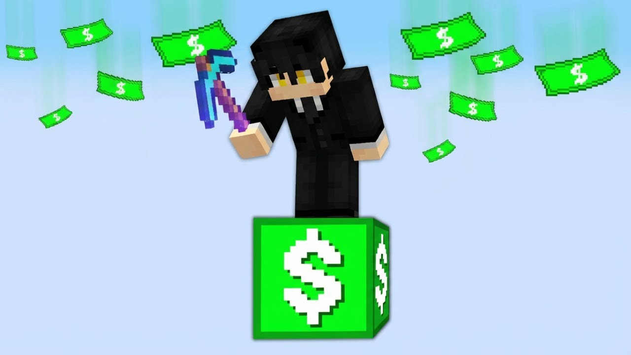 I Survived on ONE MONEY BLOCK in Minecraft for a Week