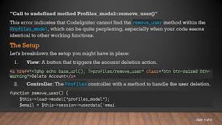 Resolving the Call to undefined method My_model::remove_user() Error in CodeIgniter