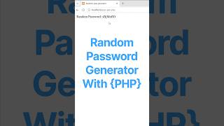 Random Password Generator With PHP #shorts #shortvideo #programming #php #password