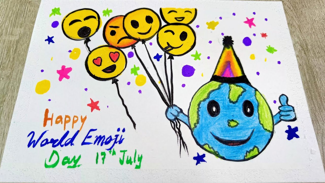 World emoji day drawing | World emoji day poster | Emoji day drawing | world smile day drawing