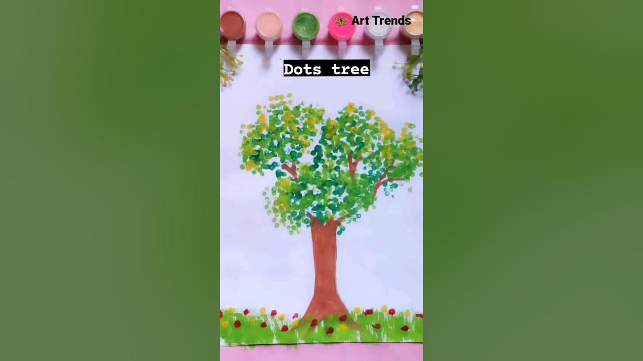 painting hacks Easy way Tree painting 🎨 shorts art satisfying 