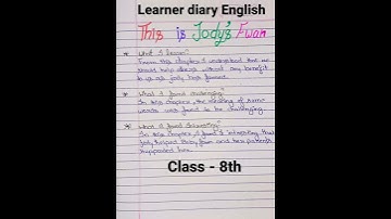 English learner diary class 8th chapter this is jody