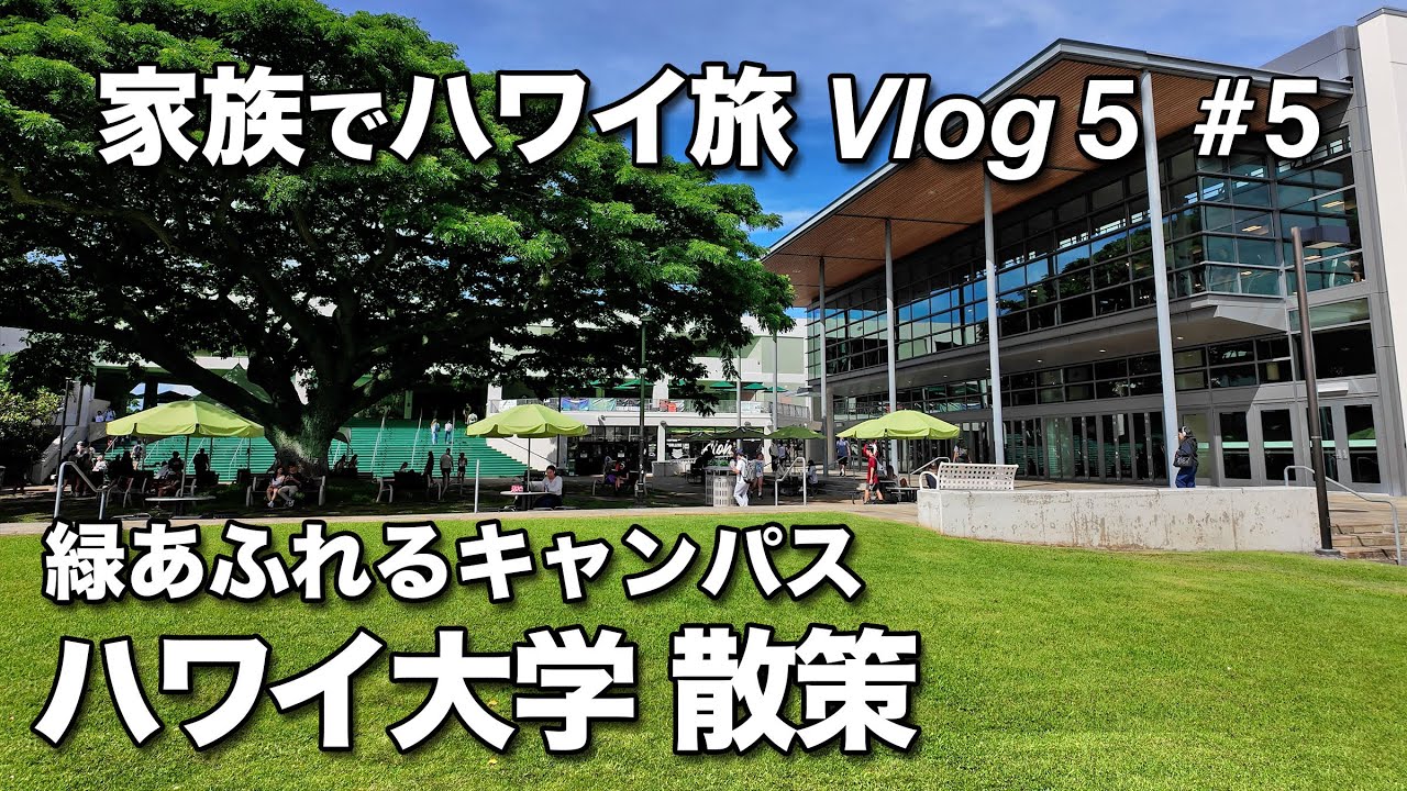 ハワイ大学散策　学食グルメは？ 売店は？ 学費は？ ／ルースズクリス(ステーキ)／ハレクラニ ショップ／瀬戸の祭り(寿司)【ハワイ家族旅行Vlog 5-5】