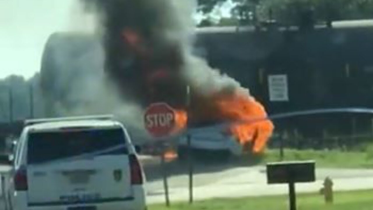 Car catches fire after crashing in Oil City during chase - YouTube