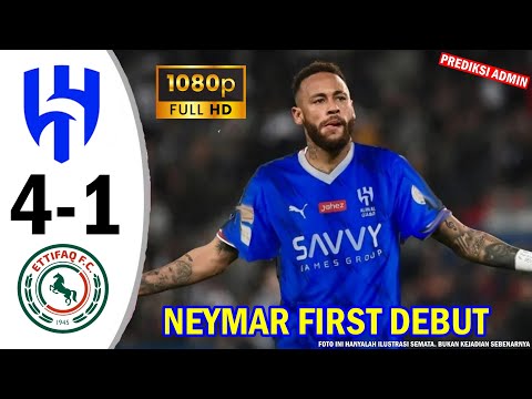 Al Hilal vs Al Ettifaq 4-1 ~ Neymar Debut | All Goals Highlights - Saudi Pro League 2023 ● Ilustrasi