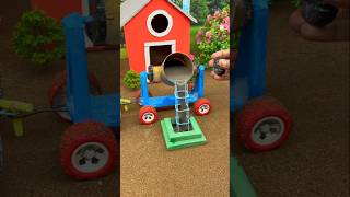 Mini Cement Mixer Pouring Concrete Into Pillar Mold 😲 #shorts