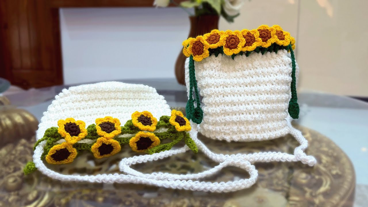 How to Crochet Sunflower Drawstring Bag 🌻 | Crochet for Beginners - YouTube