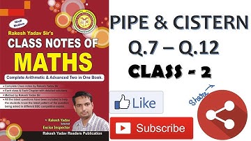 RAKESH YADAV MATH VIDEO CLASS NOTES PIPE AND CISTERN FOR SSC CGL, CHSL, MTS 2018