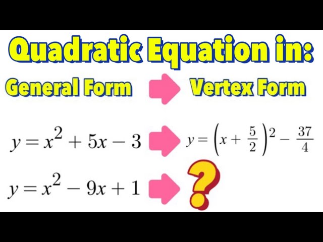 Quadratic Eq Converting From Vertex Form To General Form Types Of