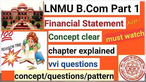 LNMU B.COM part 1 Financial Statement for NPO💯🔥👈