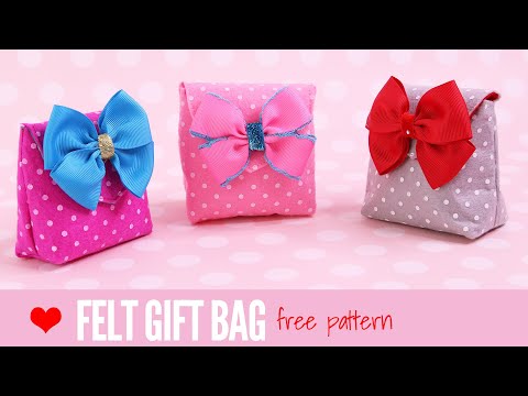 How to Make a Gift Bag, DIY Small Gift Bags, Felt Crafts, Easy with a free template