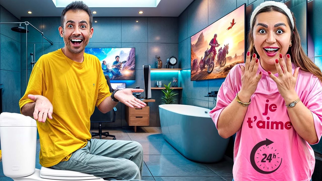 ۲۴ ساعت توی حمام زندگی کردم 😍 اتاق گیمینگ ساختم 🤩