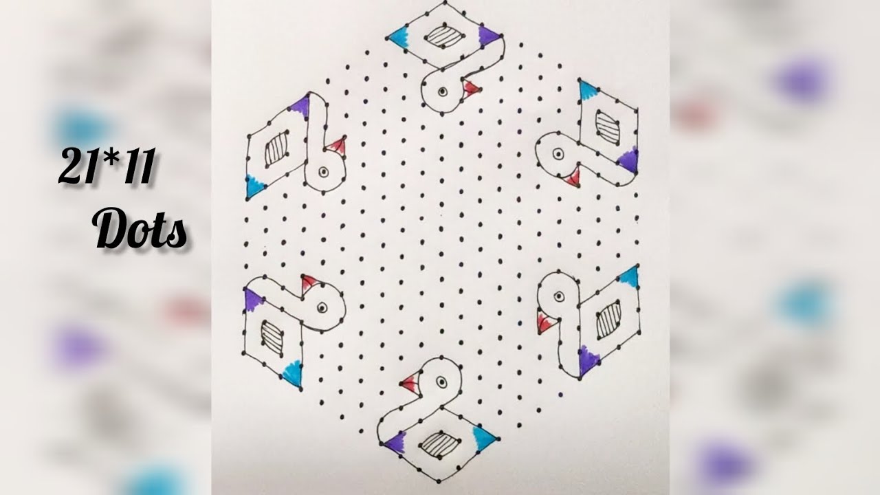 21*11Dots navaratri Rangoli/Big Diwali Kolam/Friday Kolam/ Sankranthi Muggulu / Chukkala Muggulu