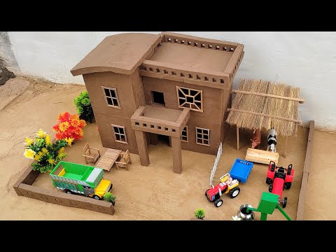 how-to-make-clay-house-|-mini-cowshed-|-farm-house-🏠|-mitti-ka-ghar-kaise-banye-|-village-house-|