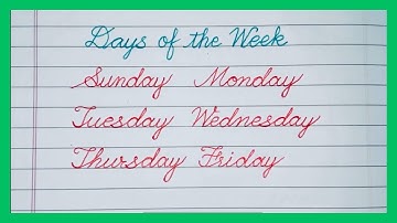 How to write Days of the Week in cursive writing | cursive handwriting practice for beginners